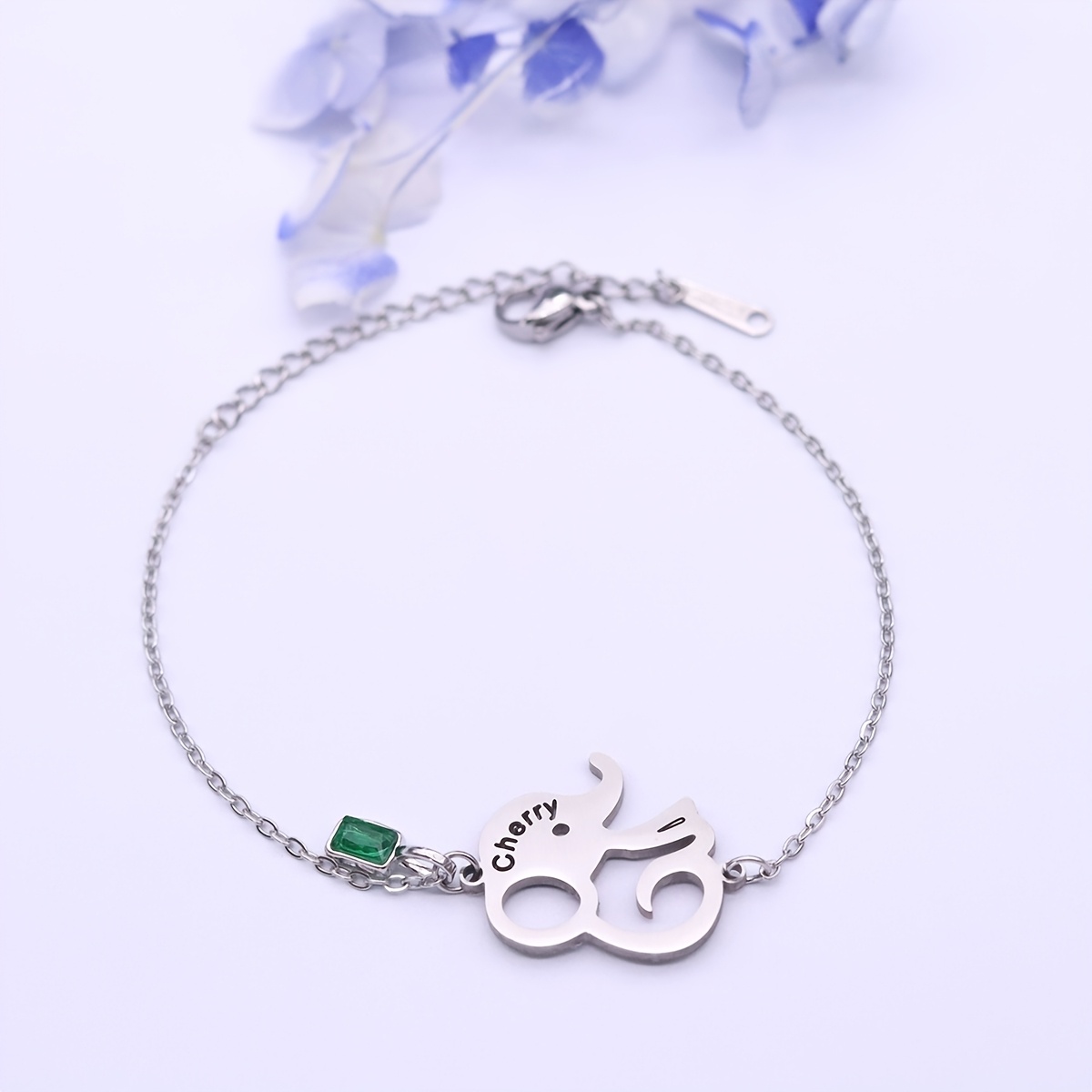Personalized Name Elephant Bracelet, Stainless Steel